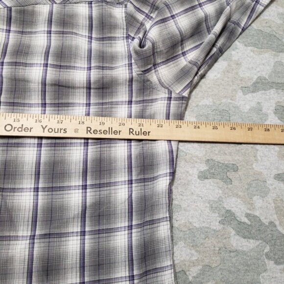 Wrangler Shirt Mens XL Gray Western Pockets Pearl Snap Long Sleeve Plaid - Picture 7 of 8